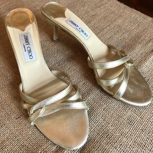 Jimmy Choo Metallic Gold Slide Sandals